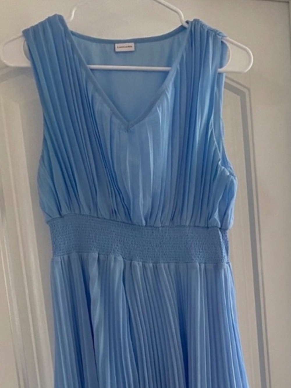 Lascana V-Neck Sleeveless Pleated Blue Dress Women’s Sz Medium